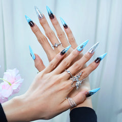 Sapphire Cross-Long Stiletto [Never Give Up]